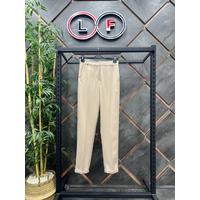 Double Leg Elastic Waist Trousers Beige