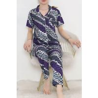 Düğmeli Pijama Takımı Mordesenli - 10873.1048.