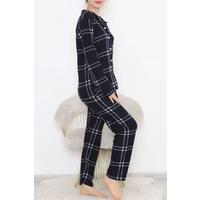 Buttoned Suede Suit Koyuindigo - 450.1287.