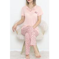 Düğmeli Pijama Takımı Somonbordo - 704.1287.