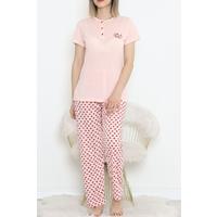 Düğmeli Pijama Takımı Somonbordo - 704.1287.