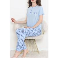 Düğmeli Pijama Takımı Mavisaks - 704.1287.