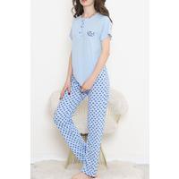 Düğmeli Pijama Takımı Mavisaks - 704.1287.