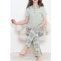 Düğmeli Pijama Takımı Mintyeşili - 704.1287.