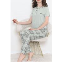 Düğmeli Pijama Takımı Mintyeşili - 704.1287.