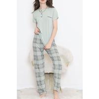 Düğmeli Pijama Takımı Mintyeşili - 704.1287.
