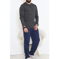 Buttoned Men's Pajama Set, Smoked Navy Blue - 17371.1048.