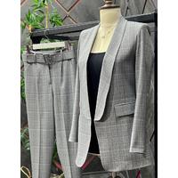 Plaid Stripe Patterned Suit Pink