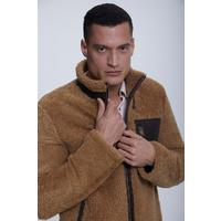 Мужская Куртка Teddy из Овчины , Рыжая Кудрявая Наружная Шерсть E20-SKY-BRN-GCW