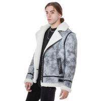 Мужская Куртка Shearling Biker Jacket, Натуральный Серый с Белой Шерстью E6-JNG-GRY-WSW