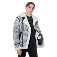 Мужская Куртка Shearling Biker Jacket, Натуральный Серый с Белой Шерстью E6-JNG-GRY-WSW