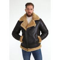 Мужская Куртка Shearling Biker Jacket, Коричневая с Рыжей Шерстью E6-VTG-BRN-GCW