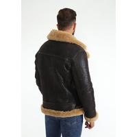 Мужская Куртка Shearling Biker Jacket, Коричневая с Рыжей Шерстью E6-VTG-BRN-GCW
