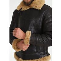 Мужская Куртка Shearling Biker Jacket, Коричневая с Рыжей Шерстью E6-VTG-BRN-GCW