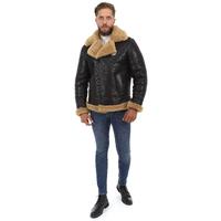 Мужская Куртка Shearling Biker Jacket, Коричневая с Рыжей Шерстью E6-VTG-BRN-GCW