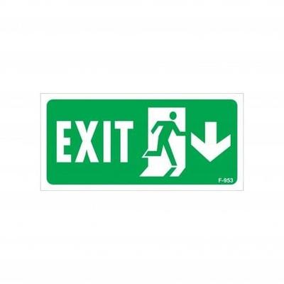 Exit Aşağı Sağ Ok İşaretli Uyarı Levhası 17,5x25 KOD:953