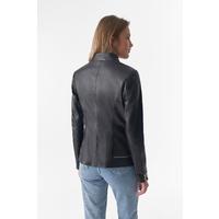 Zipper Hem Detail Leather Jacket, Black B754-NAP-BLK