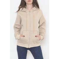 Zippered Hooded Sweat Beige - 11806.5238.