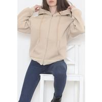 Zippered Hooded Sweat Beige - 11806.5238.