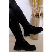 High Boots with Zipper Suede Black - 10157.264.