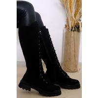 High Boots with Zipper Suede Black - 10157.264.