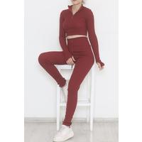 Zippered Crop Suit Claret Red - 12130.1748.