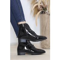Zippered Boots Black Patent Leather - 12016.264.