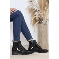 Zippered Boots Black Patent Leather - 12016.264.