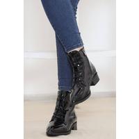 Zippered Boots Black Patent Leather - 12016.264.