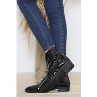 Zippered Boots Black Patent Leather - 12016.264.
