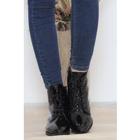 Zippered Boots Black Patent Leather - 12016.264.