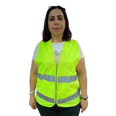 Fermuarlı Sarı İkaz Yeleği XL Beden 59 cm