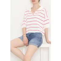 Shirt Collar Striped Knitwear Bonefuchsia - 11182.1323.
