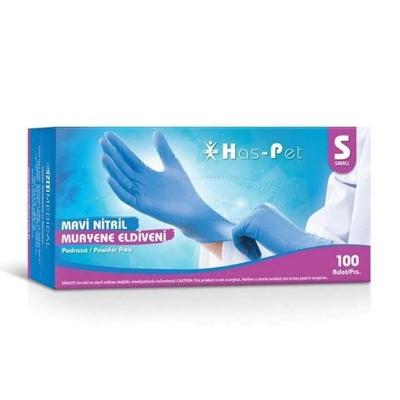 Haspet Mavi Nitril Small Pudrasız Muayene Eldiveni
