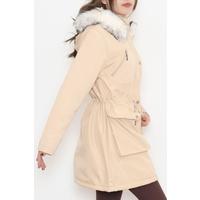 Fur Lined Hooded Coat Beige - 8123.1316.