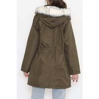 Fur Lined Hooded Coat Khaki - 8123.1316.