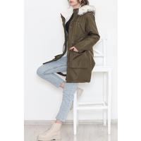 Fur Lined Hooded Coat Khaki - 8123.1316.