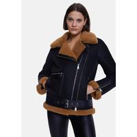 Women's Fashion Jacket, Crispy Brown With Ginger Curly Wool BK27-CRS-BRN-GCW