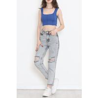 Kalın Askı Crop Atlet Saks - 17398.1723.