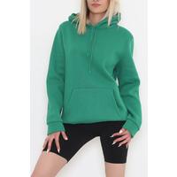 Kanguru Cep Oversize Sweat Yeşil - 3080.275.