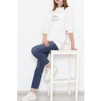 Kanguru Cep Baskılı Sweat Ekru - 11789.336.