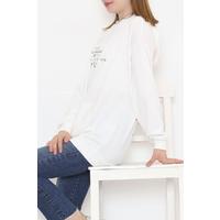 Kanguru Cep Baskılı Sweat Ekru - 11789.336.