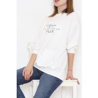Kanguru Cep Baskılı Sweat Ekru - 11789.336.