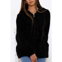 Hooded Plush Coat Black - 10248.107.