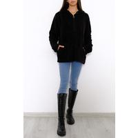 Hooded Plush Coat Black - 10248.107.