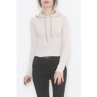 Hooded Striped Blouse Mink - 471987.1567.