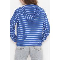 Kapşonlu Çizgili Sweat Saks - 11680.1567.