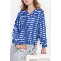 Kapşonlu Çizgili Sweat Saks - 11680.1567.