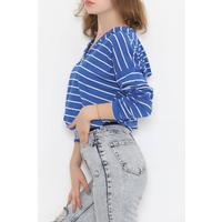 Kapşonlu Çizgili Sweat Saks - 11680.1567.