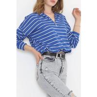 Kapşonlu Çizgili Sweat Saks - 11680.1567.